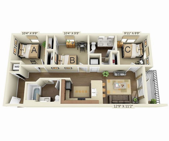 floor plan 转租房间是B