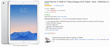 Apple iPad Air 2 16GB WiFi 9.7 in Retina Display